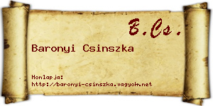 Baronyi Csinszka névjegykártya